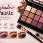 Eyeshadow palette with neutral and colorful makeup shades
