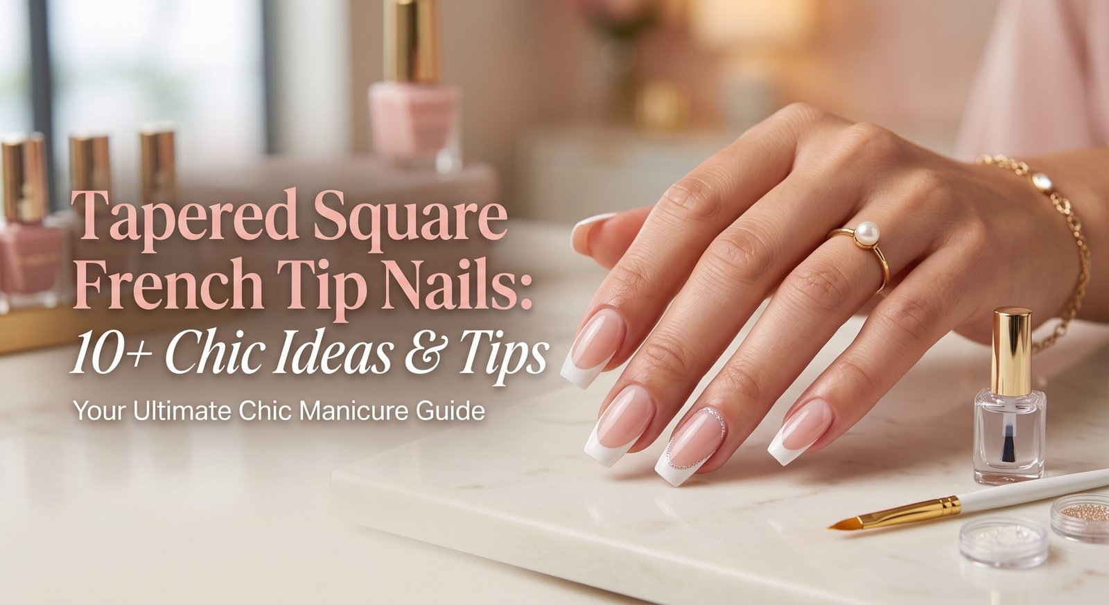 Tapered Square French Tip Nails