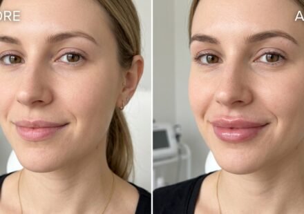 Lip filler before and after results showing natural-looking lip enhancement