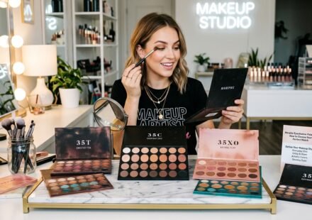 Morphe eyeshadow palette with neutral and colorful shades