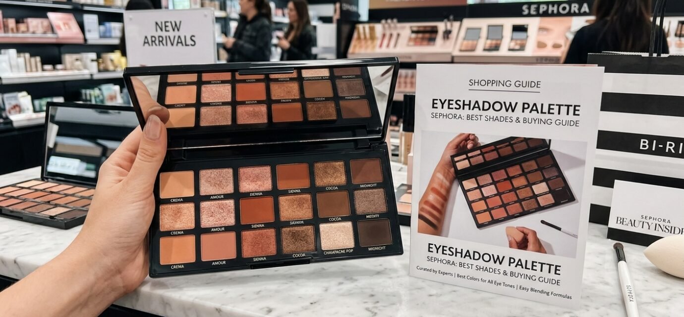 Eyeshadow palette Sephora makeup collection with neutral and colorful shades