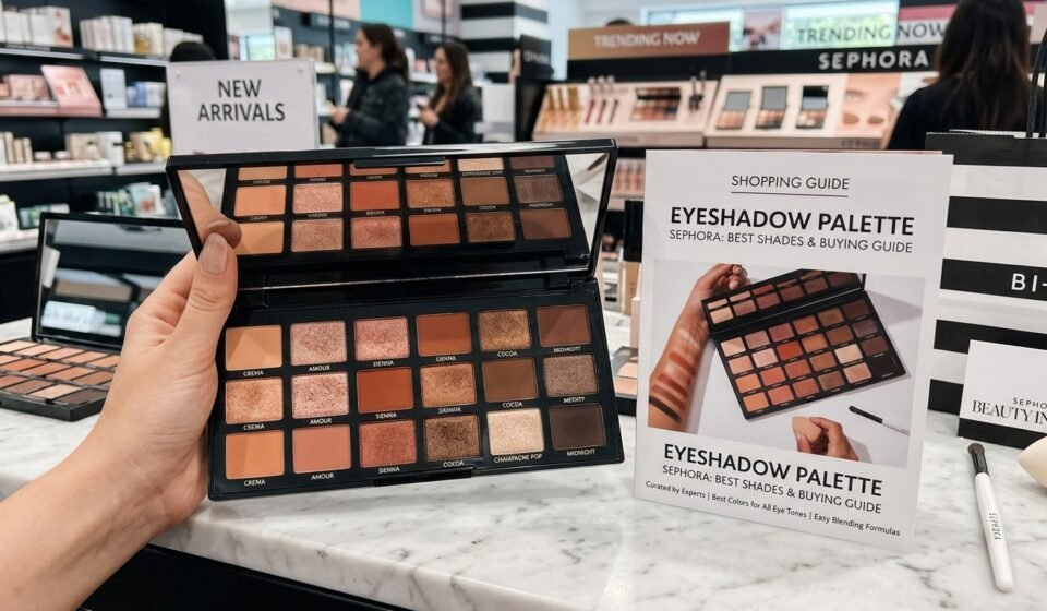 Eyeshadow palette Sephora makeup collection with neutral and colorful shades