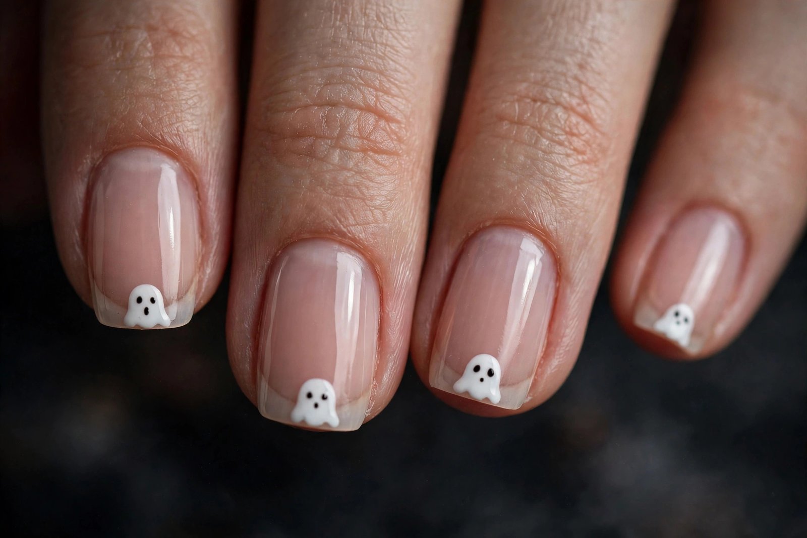 ghost french tip halloween nails