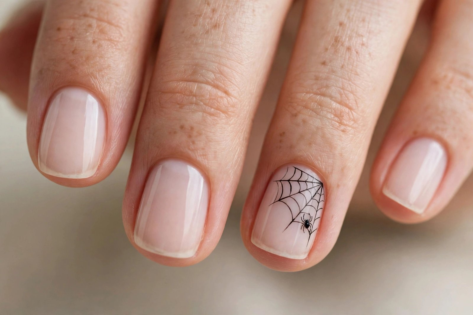 minimalist spiderweb halloween nails