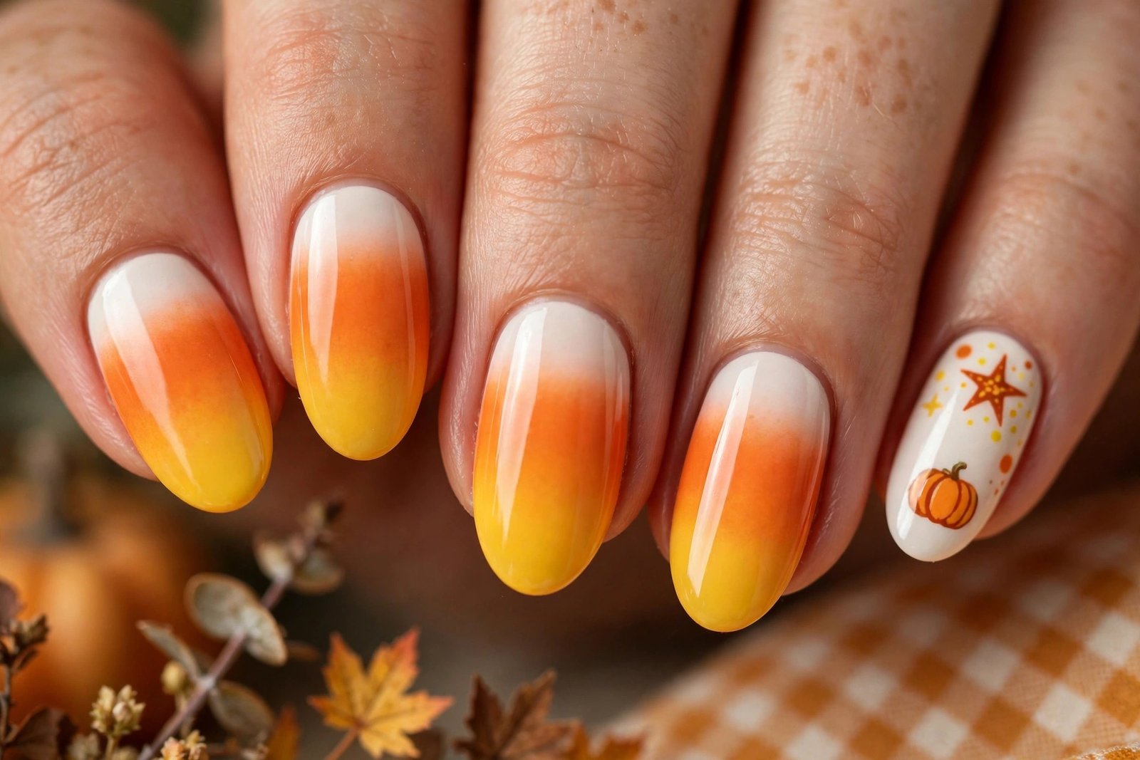 candy corn fade halloween nails