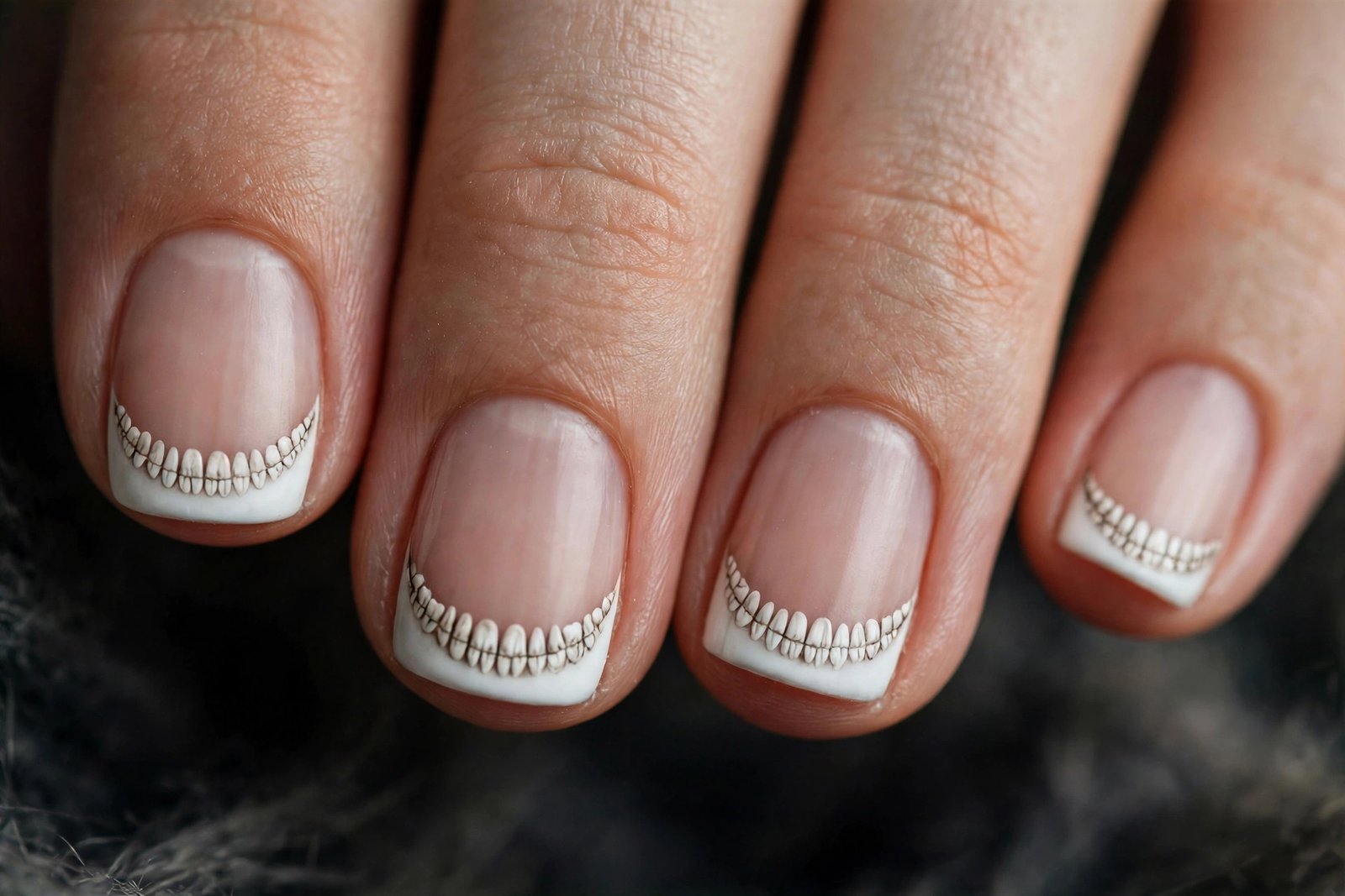 skeleton french halloween nails