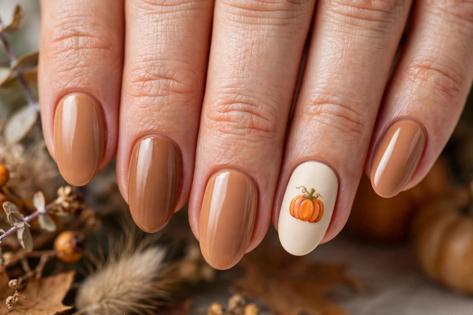 pumpkin patch accent halloween nails